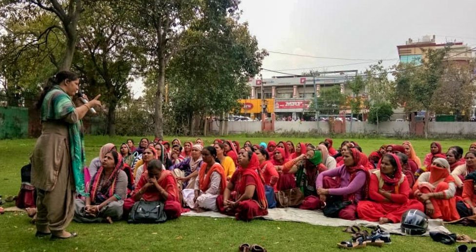 ASHA workers from Sonipat district on an indefinite strike in March; they demanded job security, better pay and a lighter workload