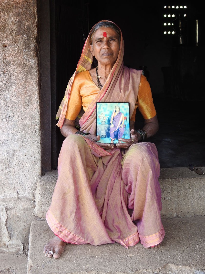 The late Jai Sakhale (left) and her daughter, Lilabai Shinde, with her mother's photo
