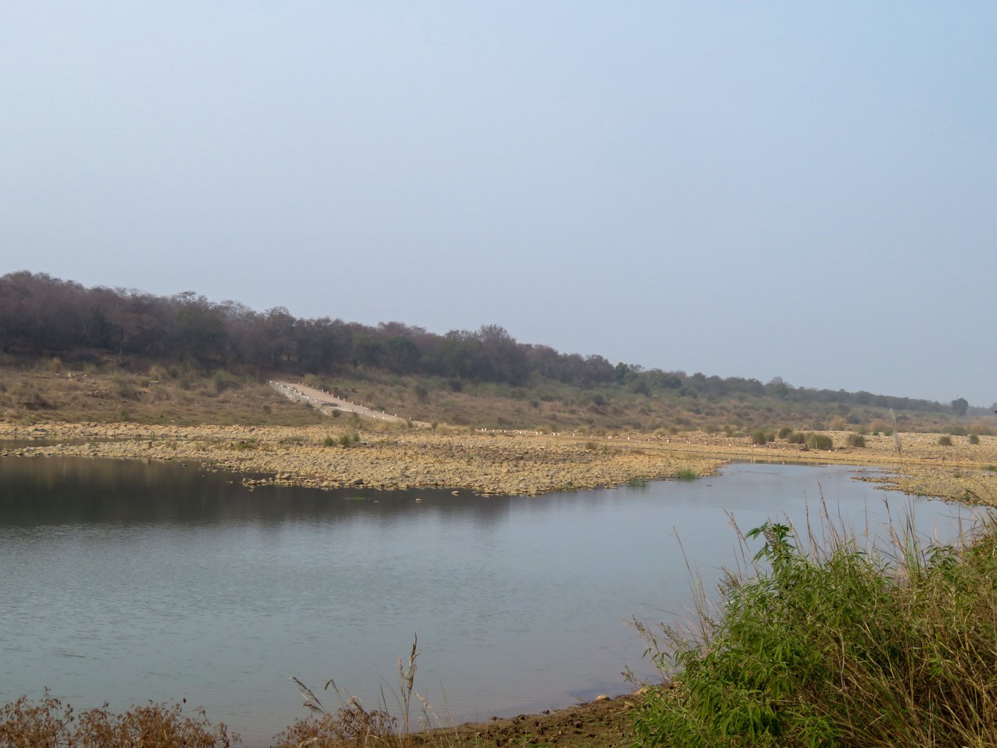 Right: The Kuno river runs through the national park, and the cheetah establishment where visitors are not allowed, is on the other side of the river
