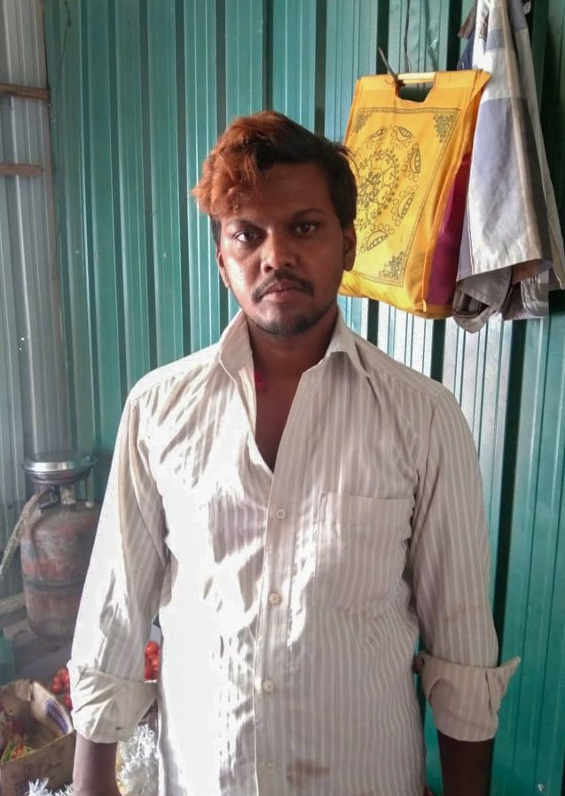 Amarit Manjhi in Tiruppur, Tamil Nadu (left), where he's been stuck along with others from Gaya (right) during the lockdown