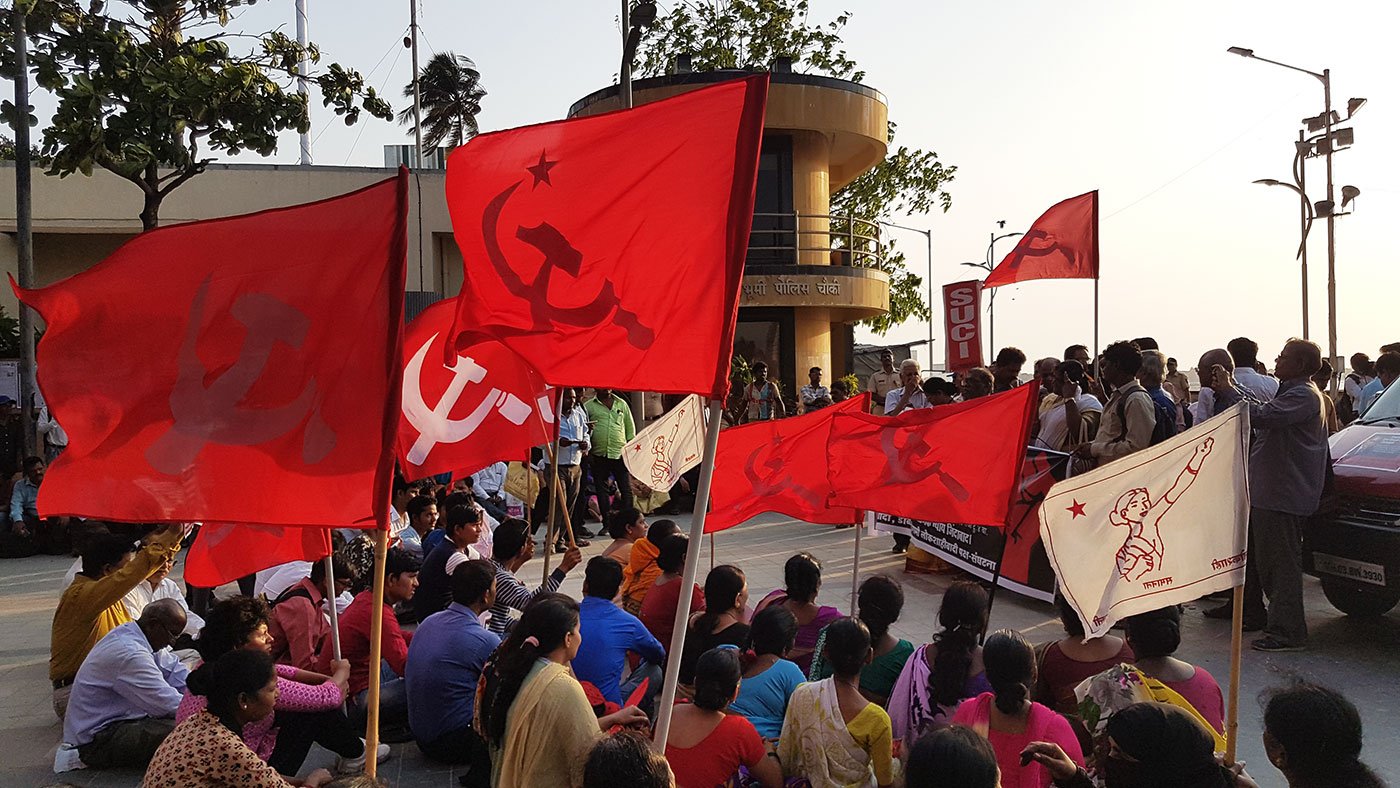 Protestors marching outside at chaityabhumi