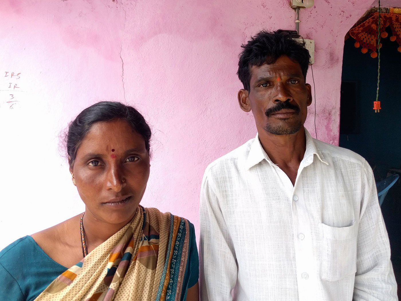 Left: Mentham Pentamma and Mentham Suresh of Syedpur village were hoping to fund their daughter's education with the profit from the cotton harvest, but lost their entire crop.