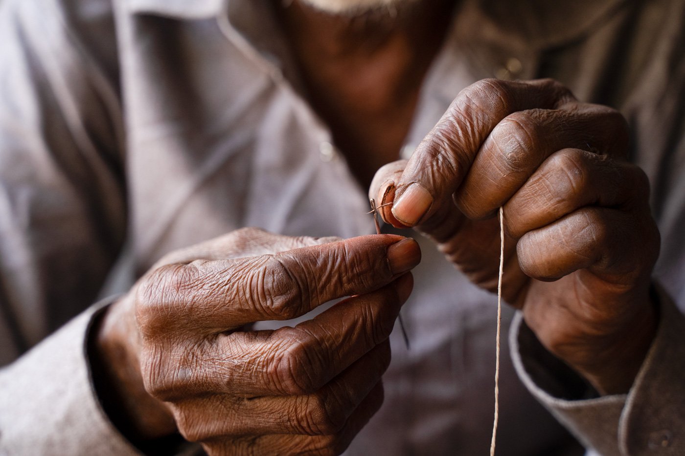 'I always start by stitching the upper portion of the jutti from the tip of the sole. The person who manages to do this right is a craftsman, others are not', he says