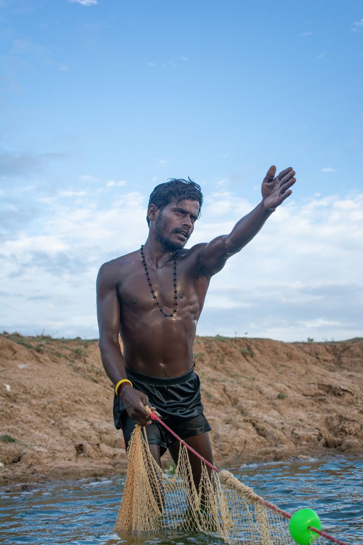 Right: Mokka, one of the most respected fishermen in Y. Pudupatti hamlet, says that they do not get native varieties like ara , kendai , othai kendai , thar kendai and kalpaasi anymore