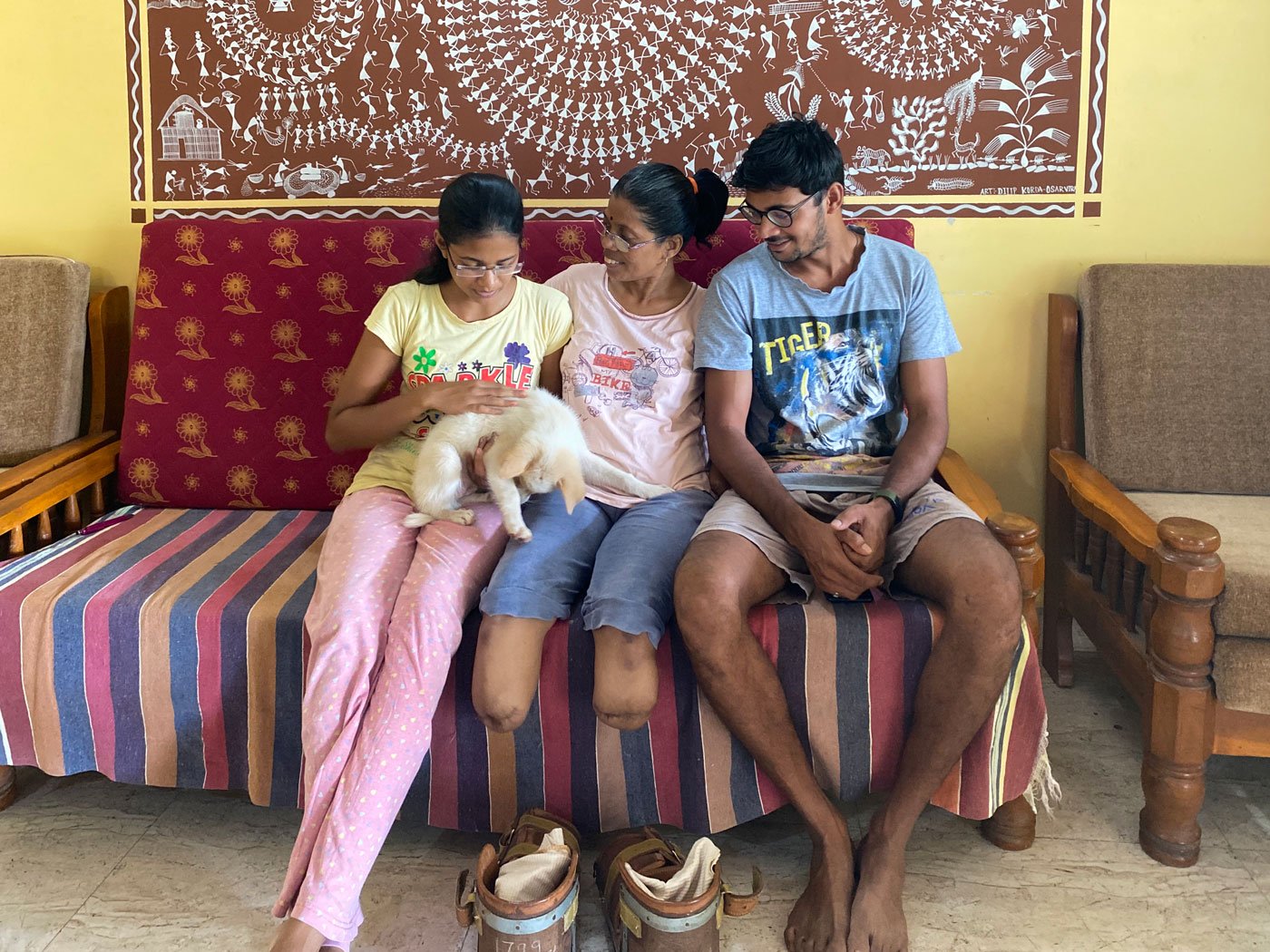 Pratibha Hilim with her son Sumeet and daughter Madhuri, who says, 'We tell her we are there for you. We children will become your arms and legs'