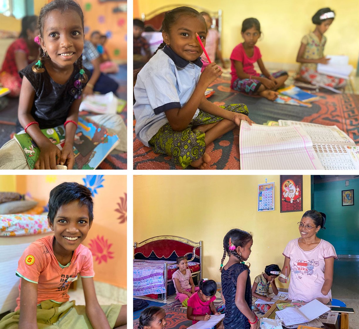 Some of Pratibha's students: 'Their parents are really poor. How will they get a phone for online education?' she asks. 'School has always been my whole world. Being with kids also helps me feel like I am normal again'