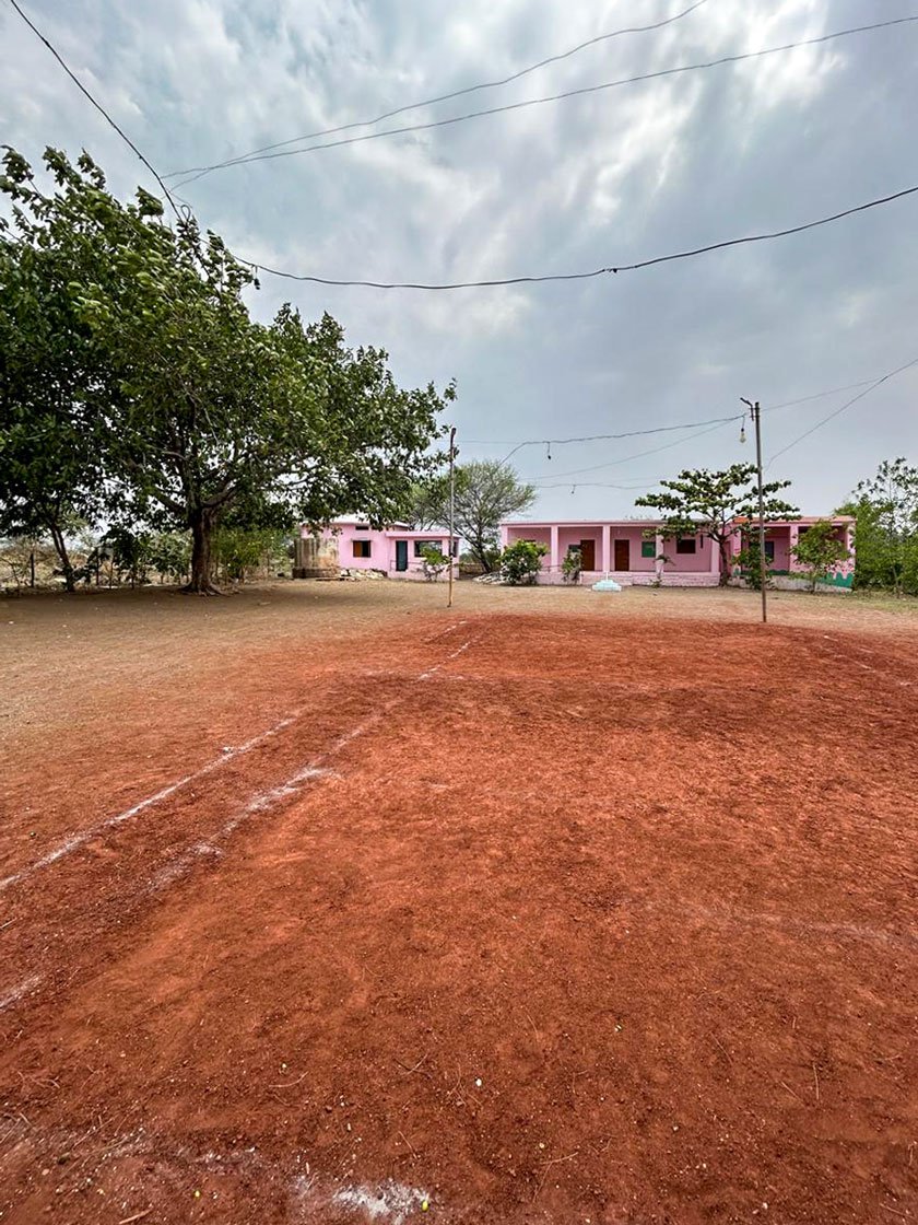 Left: The zilla parishad school grounds in Navalgavhan where young and old come every evening.