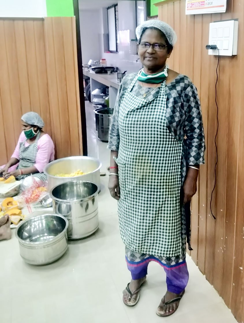 Left and centre: K. Sarojam and S. Lekshmi. We had never run anything of this scale,' says Sarojam. Right: The packets are almost over by 3 p.m.
