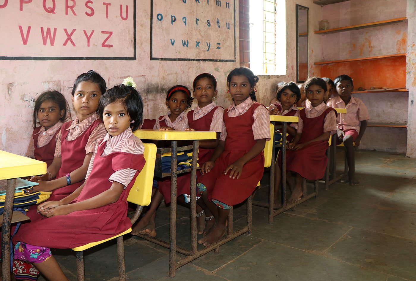 Children in a classroom in a primary school in Murbichapada