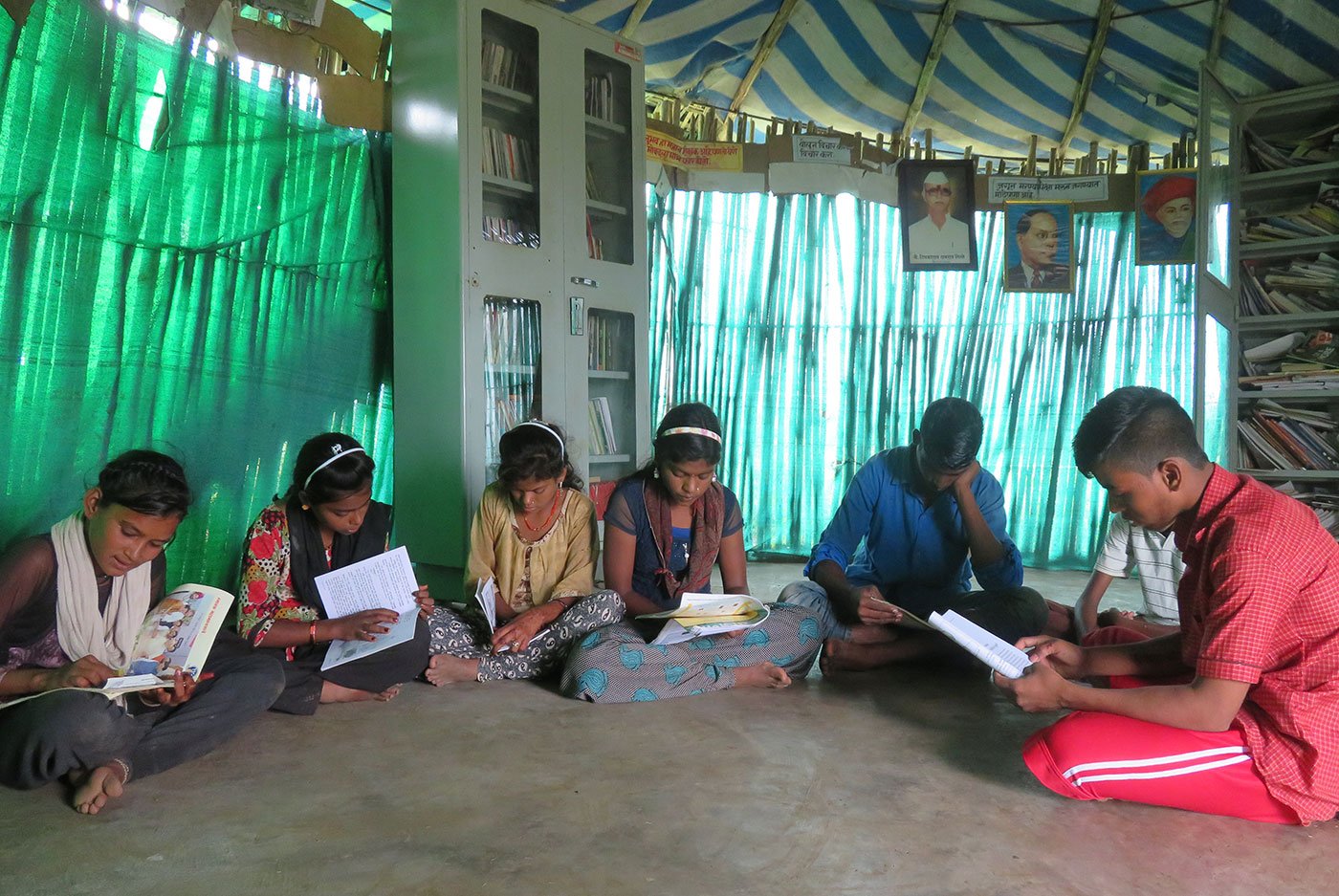 Students reading in the library