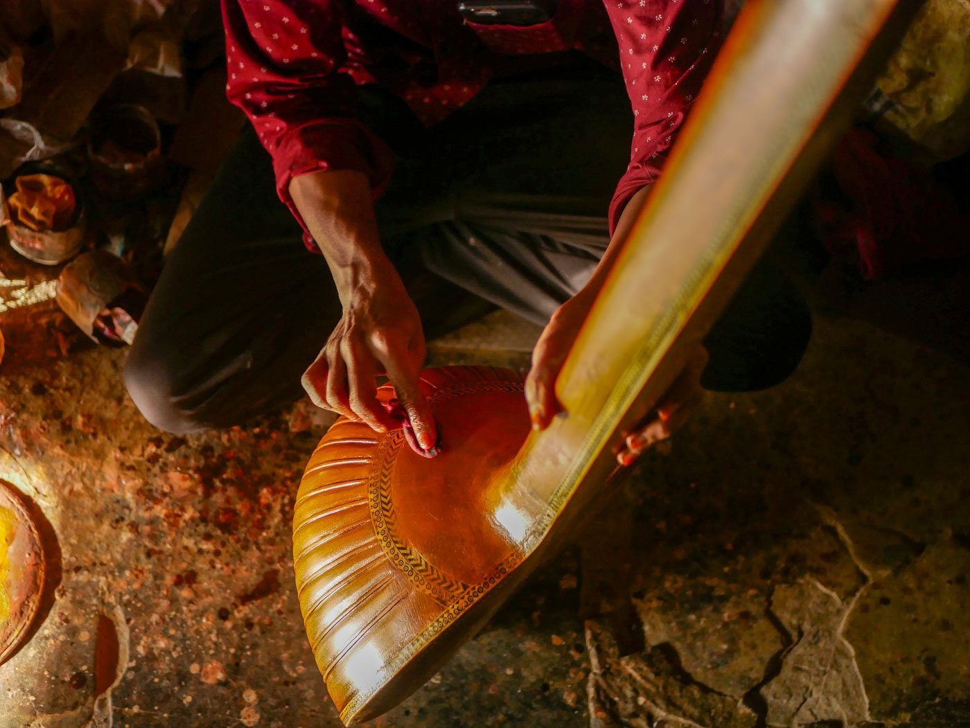 Left: Every instrument is hand polished multiple times using surgical spirit.