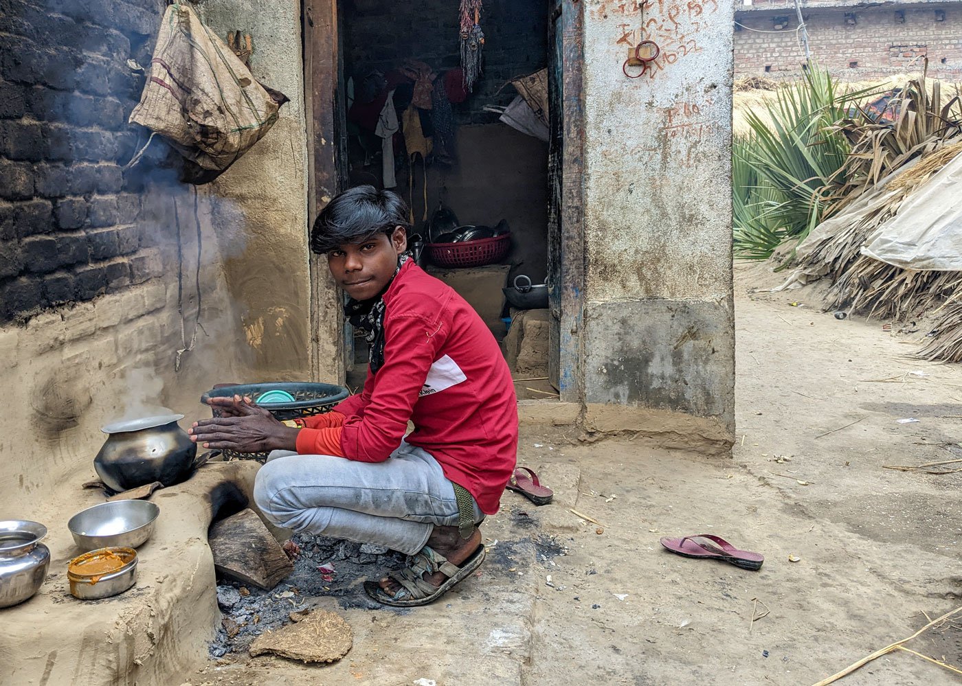Right: After his father was sentenced to five years of imprisonment, 15-year-old Rajkumar had to work as a labourer to feed the family