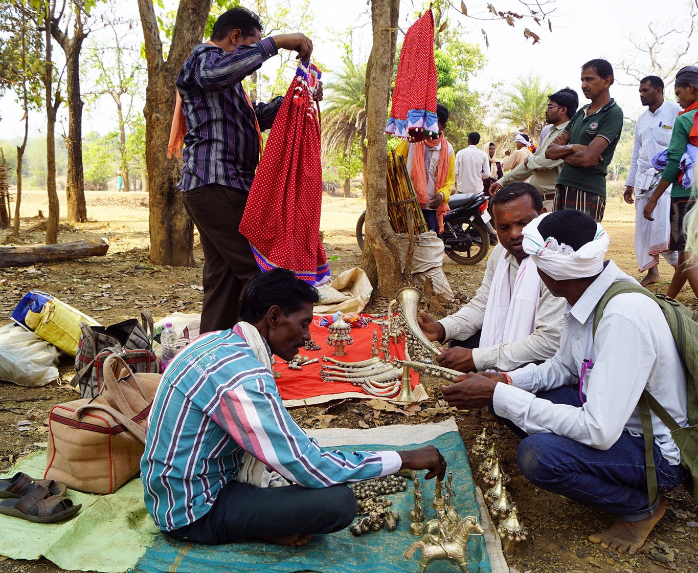 Visitors buy bamboo products, jewellery and other items as offerings to their ancestor gods and goddesses