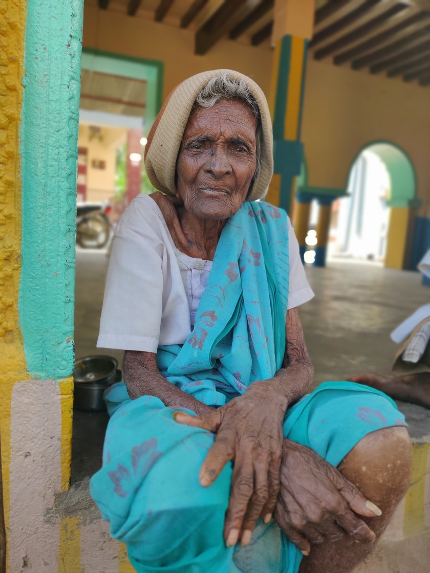 Left: C. Rasu, a resident of Koovalapuram, believes that the muttuthurai practice does not discriminate against women. Right: Rasu's 90-year-old sister Muthuroli says, 'Today's girls are better off, and still they complain. But we must follow the system'