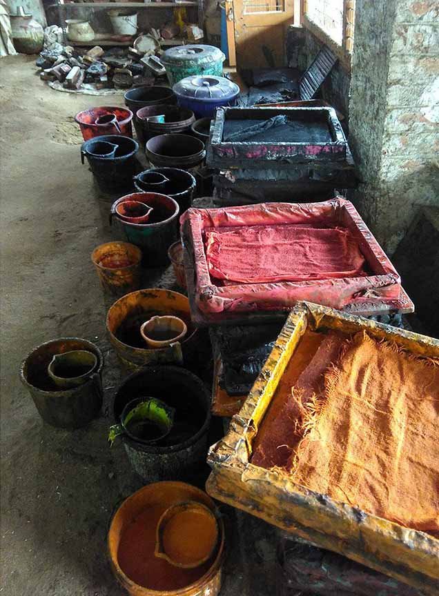 Kalamkari designs are made with these wooden blocks and bright natural dyes and colours
