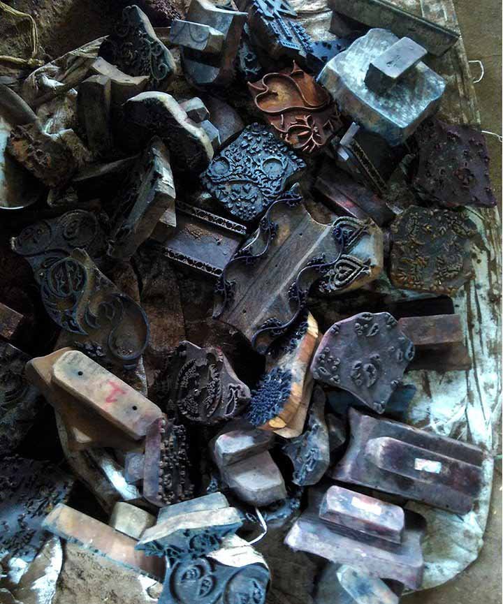 Kalamkari designs are made with these wooden blocks and bright natural dyes and colours
