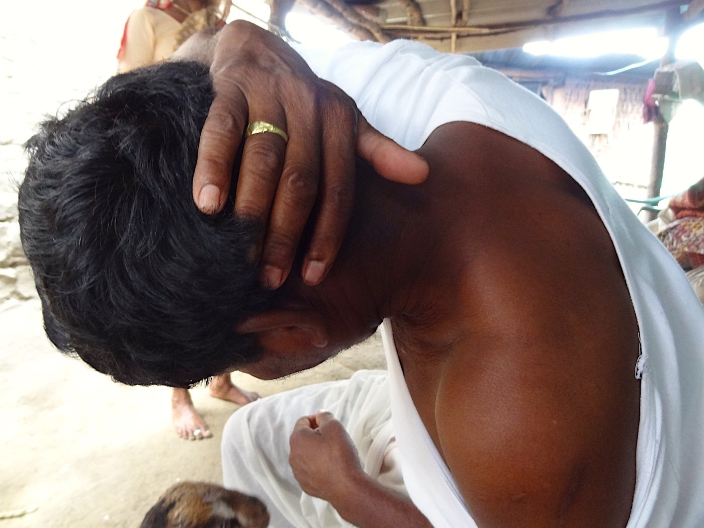 Damu Atram, a Kolam Adivasi farmer in Hiwara Barsa village, got eight stitches on his skull and five on the neck after a tiger attack in May 2018