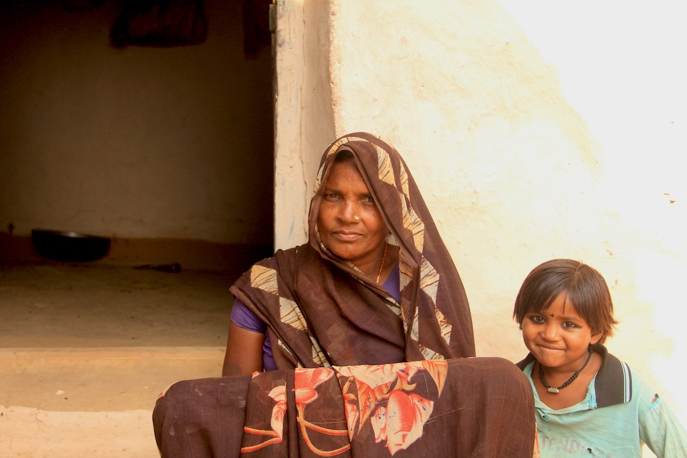 A young child with his mother