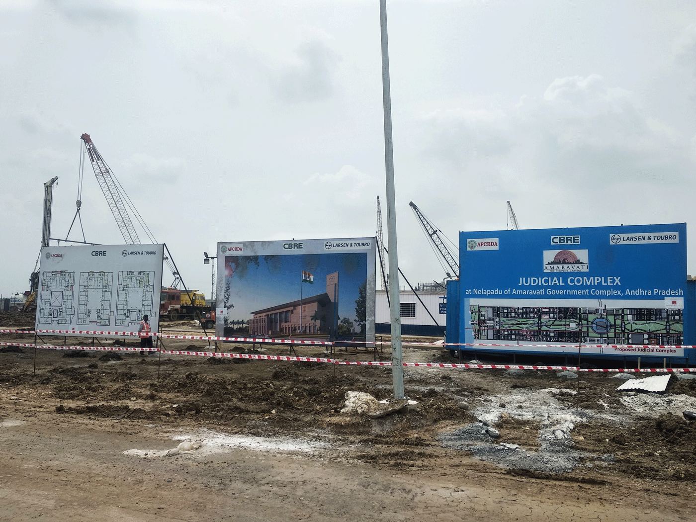 Boards of development on construction site