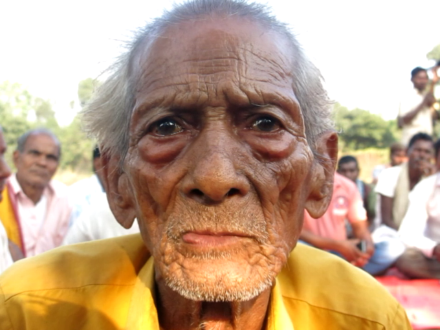 Left: Suder Munda says of the tree felling, 'We feel like our loved ones are dying'. Centre: Bimla Munda says the forest is a vital source of survival for them, and they have not awarded consent to the coal mining on the land. Right: Achyut Budhia is among the villagers who would serve on patrol duty to protect the forests – a tradition of community protection called thengapalli