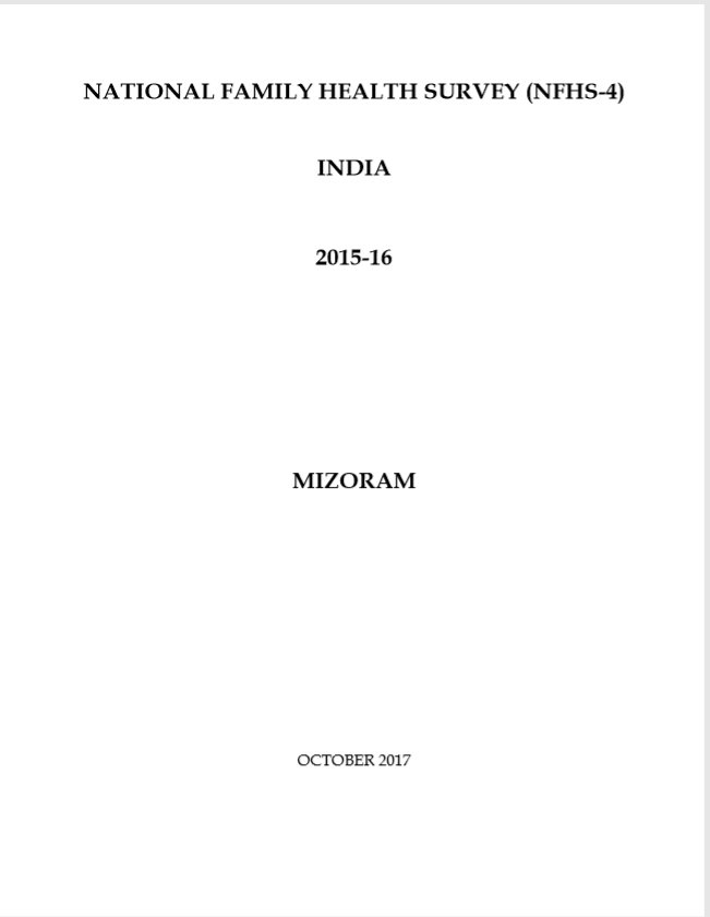 National Family Health Survey (NFHS-5) 2015-16: Mizoram