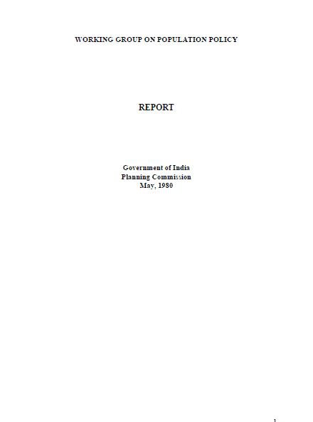 Report of the Working Group on Population Policy
